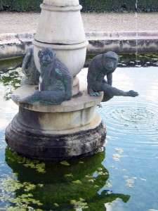 Bronze monkeys on a fountain in the Boboli Gardens, behind the Palazzo Pitti