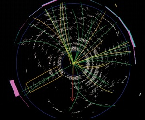 This image from Fermilab is not letting us see the particle, but a computer image of instruments tracings of the residual energies related to the passage of what might be a particle.