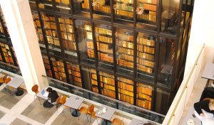 The gorgeous central book stack of the British Library
