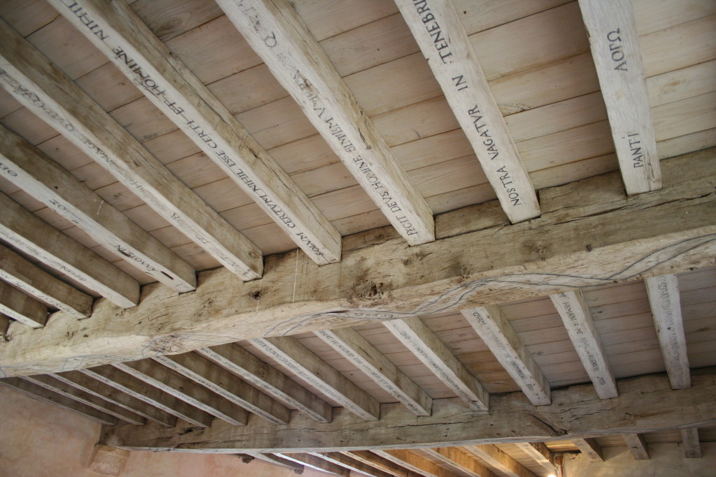 The rafters of Montaigne's libary, where he inscribed his favorite philosophical quotations.